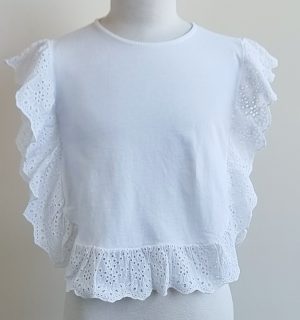 Zara wit shirt met broderie mt. 152