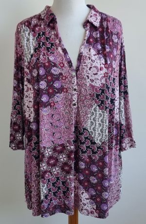 MS Mode rood/lila shirt met print mt. XXL (52)
