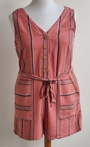 Linen by F&F oranje gestreepte playsuit mt. 42