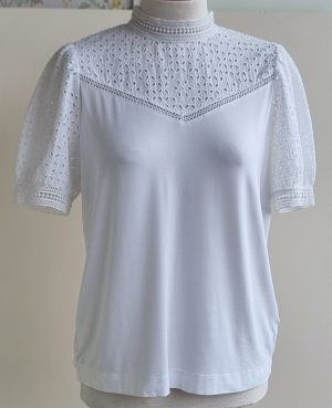 Esprit wit shirt met broderie mt. S