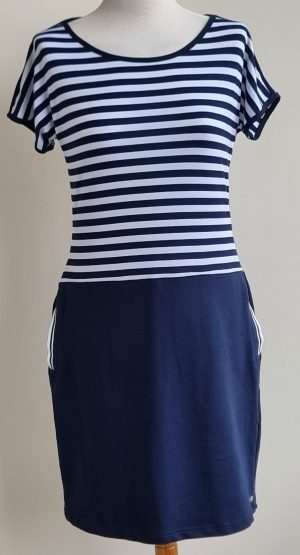 Angelle Milan donkerblauw/wit jurkje mt. M