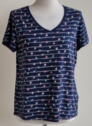 Esprit donkerblauw t-shirt met bloemetjes mt. L