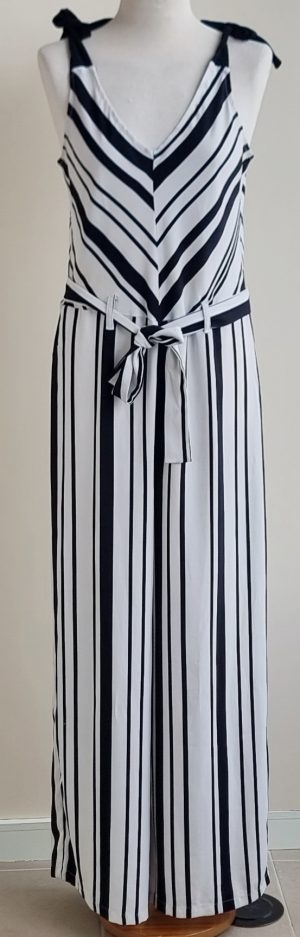 Only zwart/wit gestreepte jumpsuit mt. 36