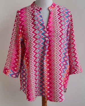 Made in Italy gekleurd shirt/blouse in zigzag print mt. XL