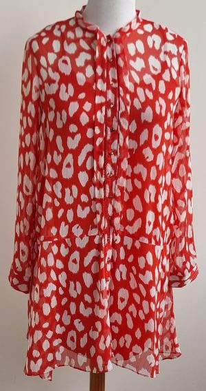 Freebird rood jurkje met witte print mt. L
