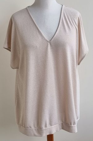 MS Mode beige shirt met glimmertje mt. XXL (52)