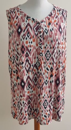MS Mode roomwitte top met roze en oranje mt. 3XL 54/56