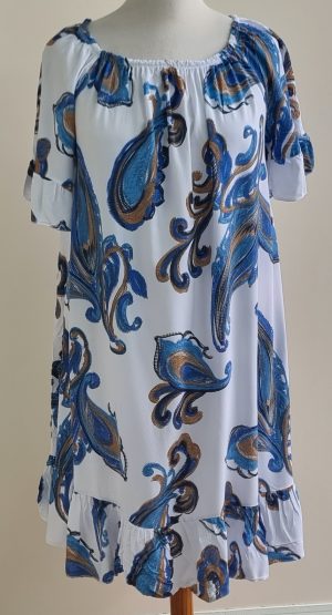 Made in Italy soepelvallend wit jurkje met print mt. XL