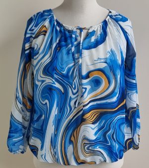 Made in Italy blauw/witte blouse mt. XL