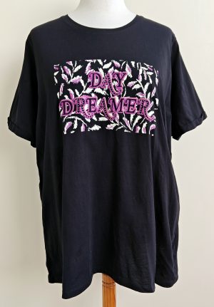 MS Mode zwart t-shirt met print en borduur mt. 50/52 (XXL)
