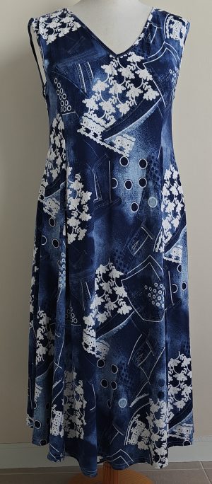 Virginia Key blauw/witte stretchy jurk mt. XL