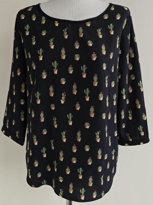 It Hippie zwarte blouse met cactussen mt. L