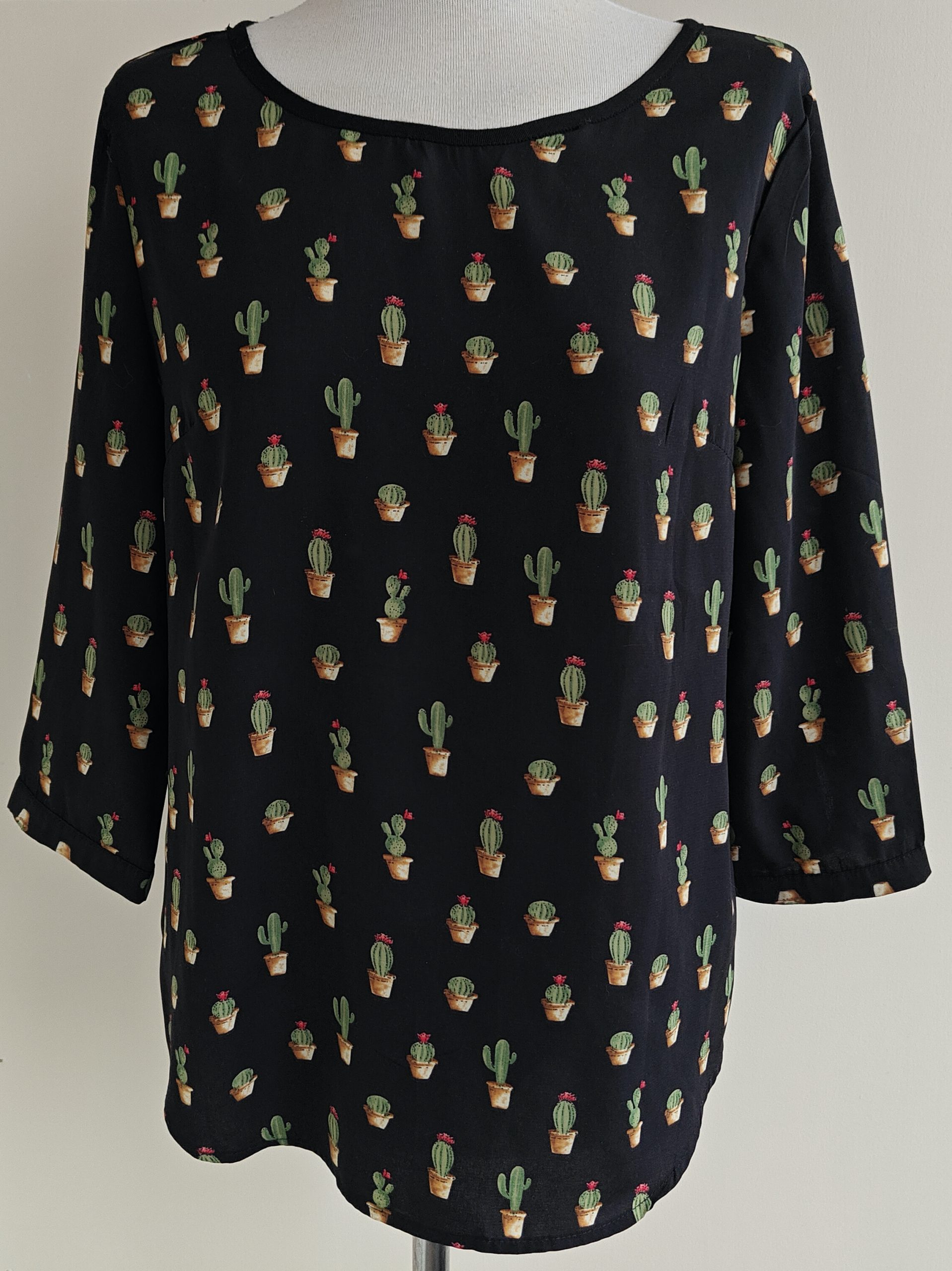It Hippie zwarte blouse met cactussen mt. L