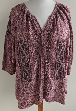 MS Mode rood/roomwitte blouse met borduur mt. 48