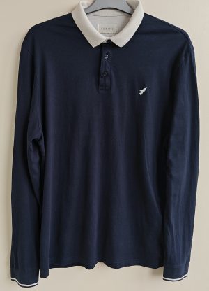 Pier One blauw polo shirt met wit kraagje mt. XL