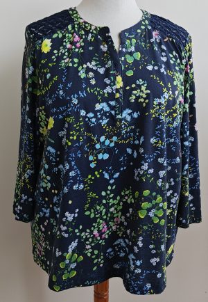 Street One blauw shirt met bloemen print mt. 46