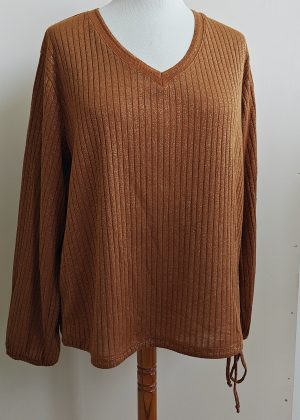Miss Etam oranje/bruin dikker shirt met glimmertje mt. XXL