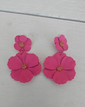 Roze bloemen oorbellen Nieuw