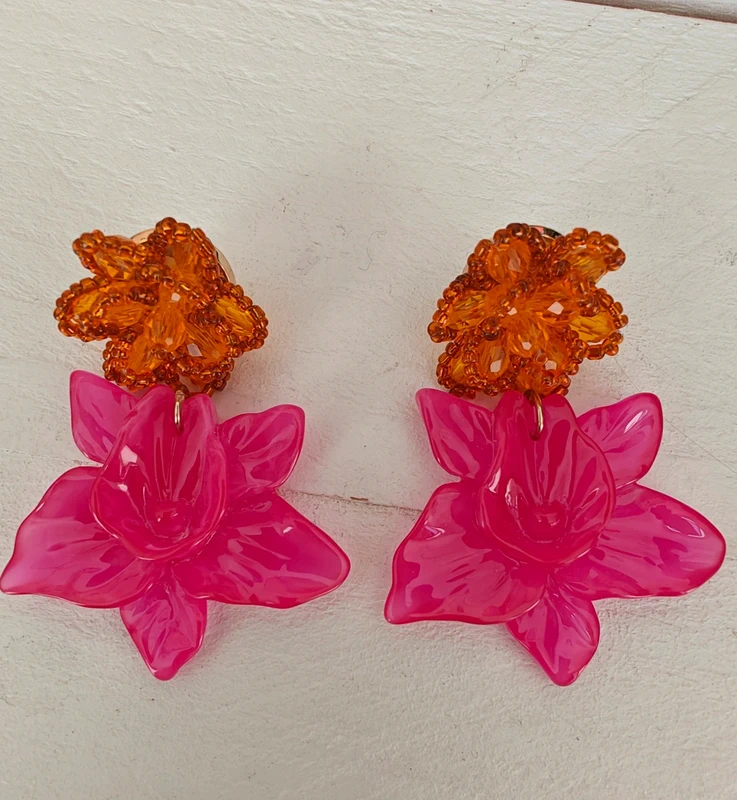 My Jewellery roze/oranje bloemen oorbellen