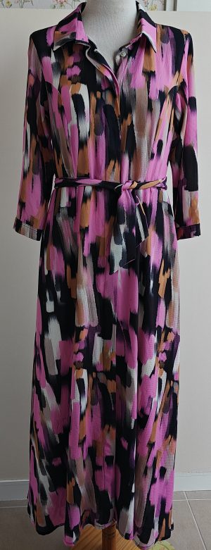 Farah roze/zwarte lange jurk mt. 36