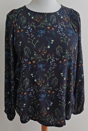 Tom Tailor zwarte blouse met bloemen prints mt. L