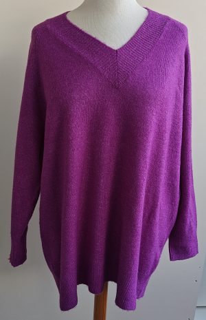 MS Mode paars/roze gebreide trui mt. XXL (mt. 52)
