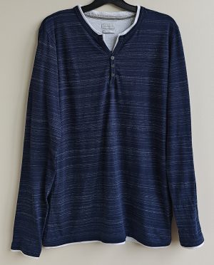 Esprit donkerblauw shirt met dubbel look mt. M