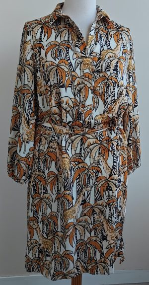 Comme Ca creme jurk in herfstkleuren mt. 44