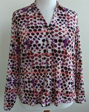 Dotts creme blouse met gekleurde prints mt. 46