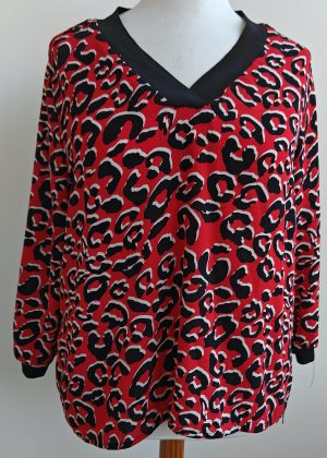 Belloya rood/zwarte blouse mt. 46 (S2)