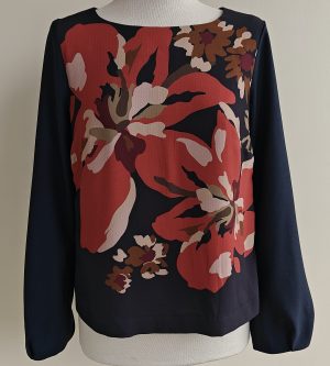 Comme Ca blauwe blouse met print mt. 40
