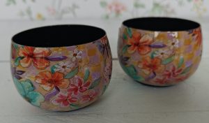 Jet Home 2 kleine roze/okergele bloempotjes